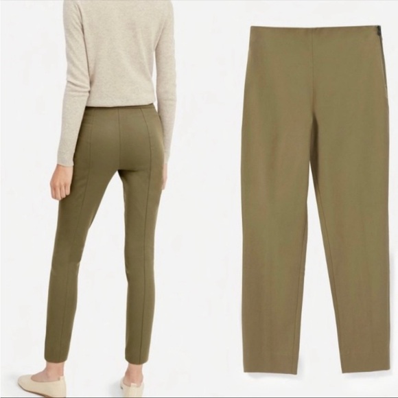 Everlane Pants - Everlane Side Zip Stretch Cotton Pants in Khaki Green
